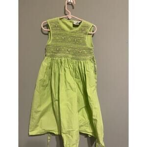 Rare‎ Editions lime green dress with smocked bodice Size 5